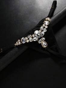 1 件钻石装饰内裤，适合女性日常佩戴，可作为珠宝配饰，适合夏季海滩，Y2K 风格