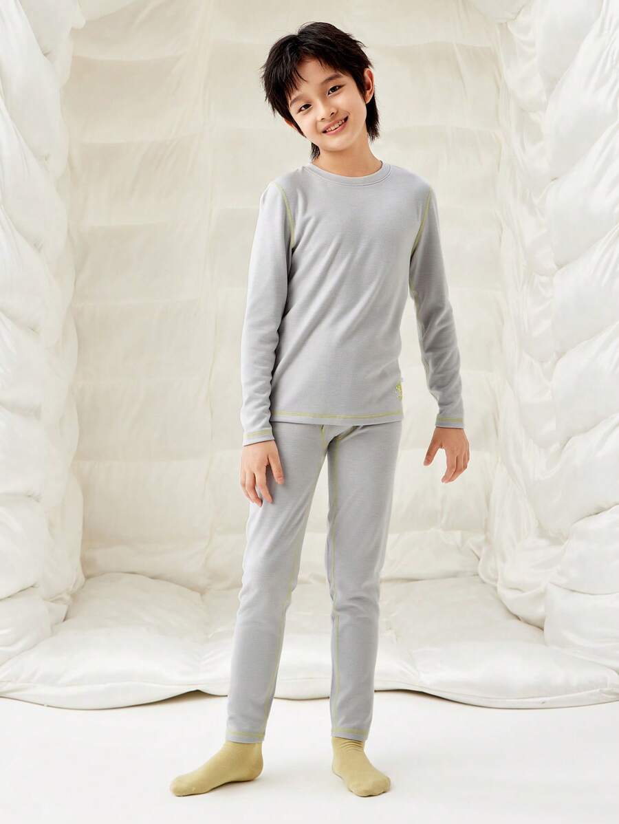 Balabala Kids' Cashmere Thermal Set 2024 Winter For Boys And Girls - Dark Grey - View 1