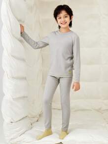 Balabala Kids' Cashmere Thermal Set 2024 Winter For Boys And Girls - Dark Grey - View 2