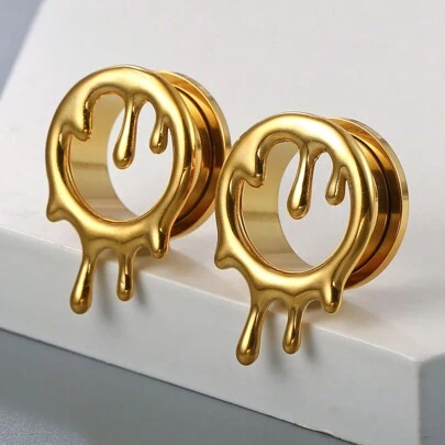 2PCS 316L Stainless Steel Droplet Ear Gauges Tunnels Studs Expander Piercing Women Men Body Jewelry Plugs Stretcher