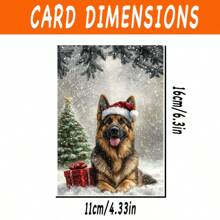 1pc/2pcs Exquisite Design, Lovely German Shepherd Wearing Santa Hat & Christmas Tree Pattern Invitation Card/Christmas Card/Birthday Card, Perfect Christmas Gift For Dog Lovers, With Envelope, Suitable For Family, Friends, Son, Daughter, Grandson, Granddaughter, High-Quality Thick Card Paper, Comfortable Texture