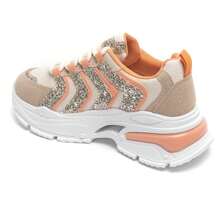 Fashionable Versatile Casual Glitter Platform Sneakers - Orange - View 3