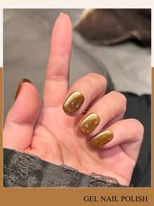 MISS SHAKA Internet Celebrity Hit Product Lanyue River Red Cat Eye Gel 2024 New Style Show White With Blue Glass Beads Cat Eye Gel Nail Polish Small Set Nail Salon Special Valentine's Day Valentines Nails - 彩色 - 查看 7
