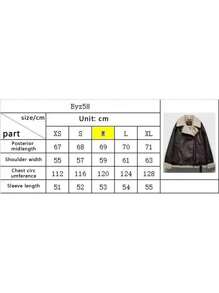 Women Oversized Sherpa Lined Leather Jacket Faux Suede Fleece Shearling Coat Winter Biker Aviator Jacket Overcoat - Brown - View 11