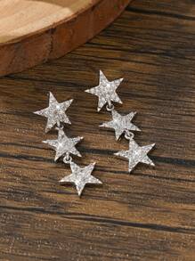 1 Pair Copper Alloy Long Cubic Zirconia Heart Drop Earrings For Women Valentines,Mom,Mother,Mother's Day,Gift - Silver - View 4