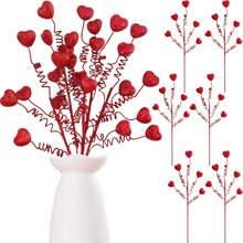 6支情人节装饰插花，心形人造树枝，适用于情人节装饰、婚礼家居装饰、派对装饰用品