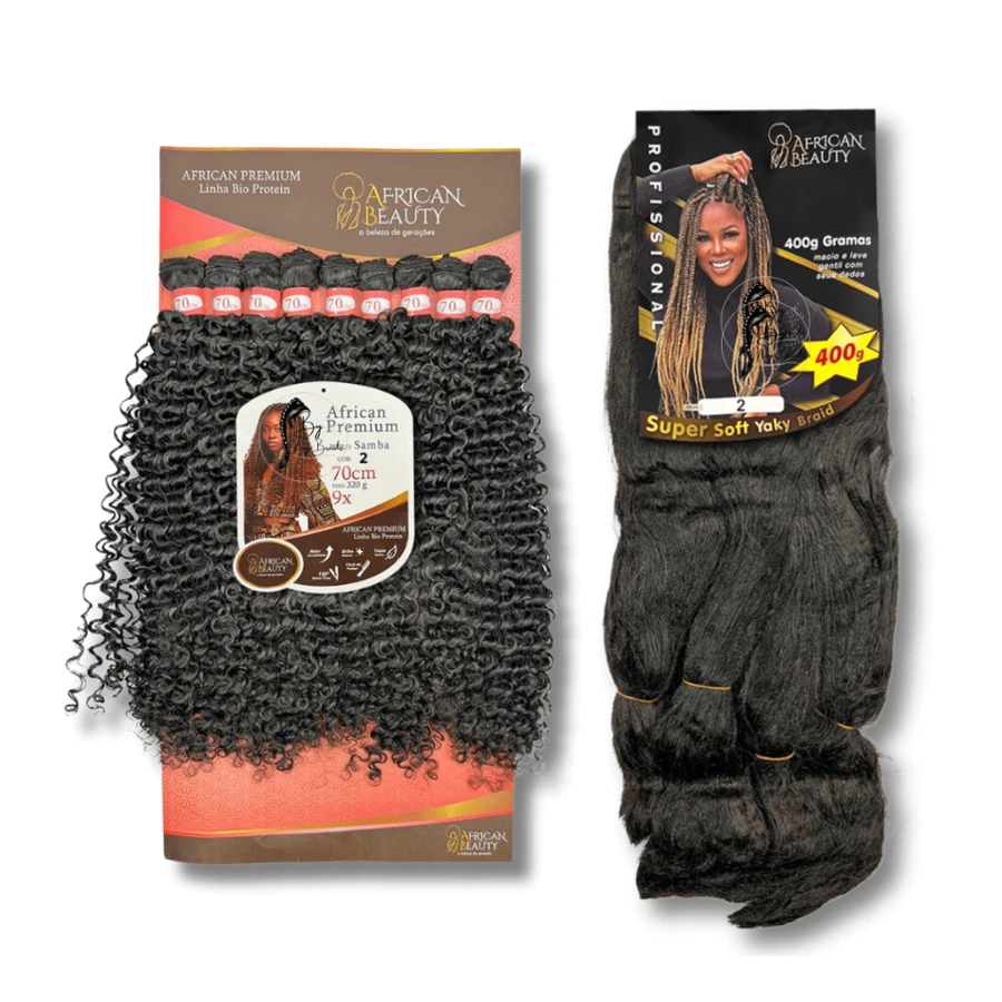 Gy Psy Jumbo Kit +  Bio Protein Organic Curl Hair For Braids Interlace Gy Psy Braids African Beauty - 棕色 - 查看 1
