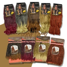 Gy Psy Jumbo Kit +  Bio Protein Organic Curl Hair For Braids Interlace Gy Psy Braids African Beauty - 棕色 - 查看 9