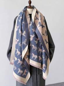 1 件优雅 2024 时尚仿羊绒围巾冬季搭配保暖围巾披肩外搭 - 彩色 - 查看 9