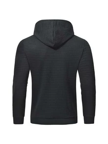 Sudadera con capucha de punto de manga larga para hombre - Negro - Ver 3