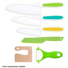 6 件蒙特梭利幼儿厨房用具套装，真实烹饪刀干草刀生日礼物（组件颜色随机）烹饪刀套装，烹饪套装玩具，幼儿刀套装，厨房玩具，儿童厨房，厨房，宝贝老板，儿童厨房套装，儿童厨房配件，宝贝老板，宝贝老板，儿童厨房，婴儿刀，幼儿刀，蒙特梭利厨房，宝贝老板，宝贝老板，厨房 - 彩色 - 查看 2