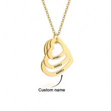 Personalized Stainless Steel Engraved 1-4 Pcs Name Necklace Custom Name Multilayer Heart Pendant Necklace Charm Women's Name Plate Jewelry Holiday Ornament Gifts For Girlfriend,Valentine's Day Gifts Birthday Gifts Mother's Day Gifts