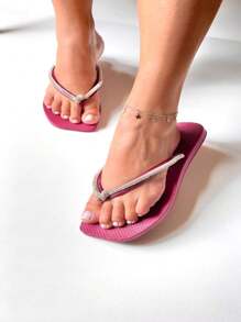 Rhinestone Flip Flops: The Touch Of Shine Your Look Deserves! - Burdeos - Ver 2