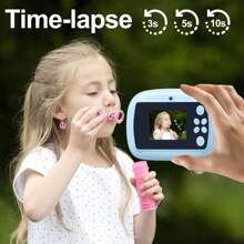 儿童相机儿童玩具数码相机男孩女孩幼儿生日礼物幼儿高清相机，便携式玩具，适合 6 7 8 9 10 岁男孩女孩 - 彩色 - 查看 8