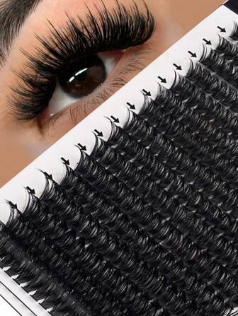 288 piezas, 16 filas de rizos C/D (9-18 mm) MEZCLA de pestañas postizas, gruesas, esponjosas, de aspecto natural, reutilizables, individuales, adecuadas para uso en casa o al aire libre, aplicables para la vida diaria, bodas, citas, fiestas, festivales de música, Halloween, maquillaje