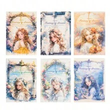 10 张/包 PET 贴纸，奇幻花朵与女孩系列创意剪贴簿装饰材料，DIY 杯子、卡片、日记本装饰贴纸 - 彩色 - 查看 10