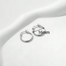 1 Paio di Orecchini Minimalisti in Argento Sterling 925 a Spirale con Doppio Cerchio, Adatti per l'Uso Quotidiano delle Donne - Argento - Visualizzare 14