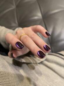 MISS SHAKA Internet Celebrity Hit Product Lanyue River Blue Cat Eye Gel 2024 New Style Show White With Blue Glass Beads Cat Eye Gel Nail Polish Small Set Nail Salon Special - 彩色 - 查看 3