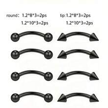 8pcs Stainless Steel Eyebrow Rings & Studs Face Jewelry Body Piercing Accessories - Many - View 7