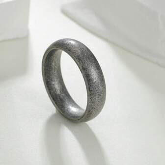 1 pieza Anillo de de titanio con estilo vintage oxidado, anillo de plata minimalista de estilo medieval retro, 6/8mm, regalo para fiesta