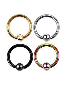 4 件/套不锈钢身体穿孔首饰眉毛唇鼻 C 形环夹，身体穿孔配件 - 彩色 - 查看 8
