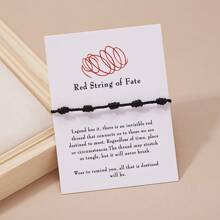 2pcs New Year & Christmas Couples/Friends Lucky Red Braided Adjustable Bracelet Set