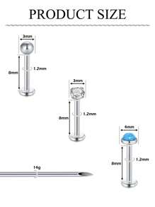 唇穿刺套件 6 件 16G 不锈钢唇穿刺珠宝穿刺针和穿刺夹 CZ 蛋白石唇环杠铃身体穿刺珠宝工具银色 16 件 - 彩色 - 查看 2