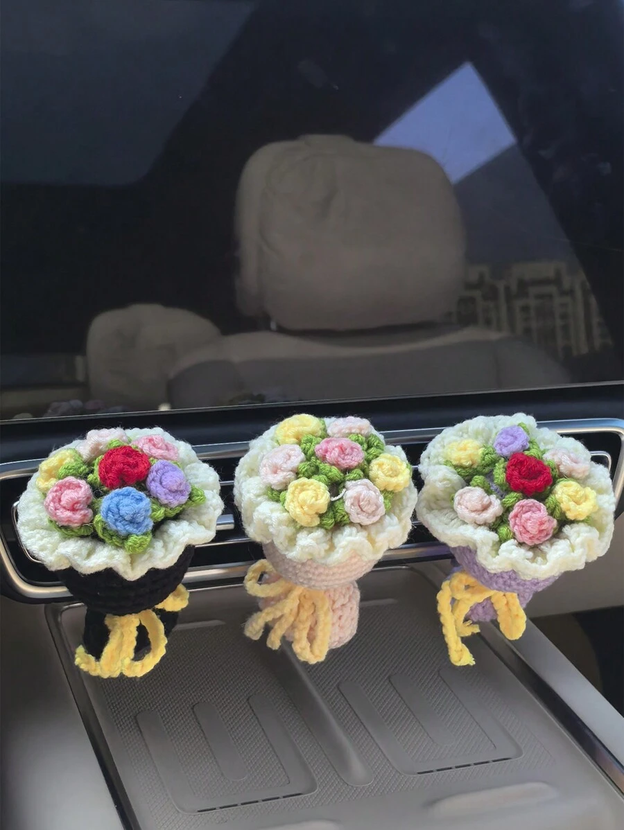 1pc Car Air Outlet Decoration Yarn Hand-Held Flower Car Air Conditioning Decoration(Random Color Scheme)