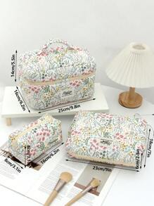 1 Pieza/Set de Neceser de Maquillaje Acolchado con Diseño de Conejo Beige Lindo, Patrón de Lazo de Dibujos Animados y Cerezas. Bolso de Maquillaje de Viaje, Multifuncional, de Mano, Portátil para Artículos de Tocador. Diseño de Cremallera de Gran Apertura, Adecuado para Cosméticos, Lápiz Labial, Joyas, Pañuelos, Toallas Sanitarias, Apto como Regalo para Mujeres, Viajeras, Dormitorios y Útiles Escolares para Niñas. Esenciales de Viaje, Neceser de Maquillaje, Esenciales de Vacaciones, Bolsa de Maquillaje, Organizador de Maquillaje, Organizador de Maquillaje de Invierno, Almacenamiento de Maquillaje, Útiles Escolares
