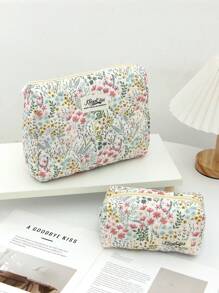 1 Pieza/Set de Neceser de Maquillaje Acolchado con Diseño de Conejo Beige Lindo, Patrón de Lazo de Dibujos Animados y Cerezas. Bolso de Maquillaje de Viaje, Multifuncional, de Mano, Portátil para Artículos de Tocador. Diseño de Cremallera de Gran Apertura, Adecuado para Cosméticos, Lápiz Labial, Joyas, Pañuelos, Toallas Sanitarias, Apto como Regalo para Mujeres, Viajeras, Dormitorios y Útiles Escolares para Niñas. Esenciales de Viaje, Neceser de Maquillaje, Esenciales de Vacaciones, Bolsa de Maquillaje, Organizador de Maquillaje, Organizador de Maquillaje de Invierno, Almacenamiento de Maquillaje, Útiles Escolares
