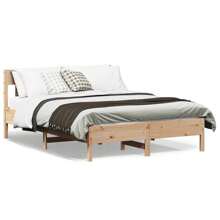 VidaXL Solid Wood Bed Without Mattress 140x190 Cm Pinewood - 棕色 - 查看 1
