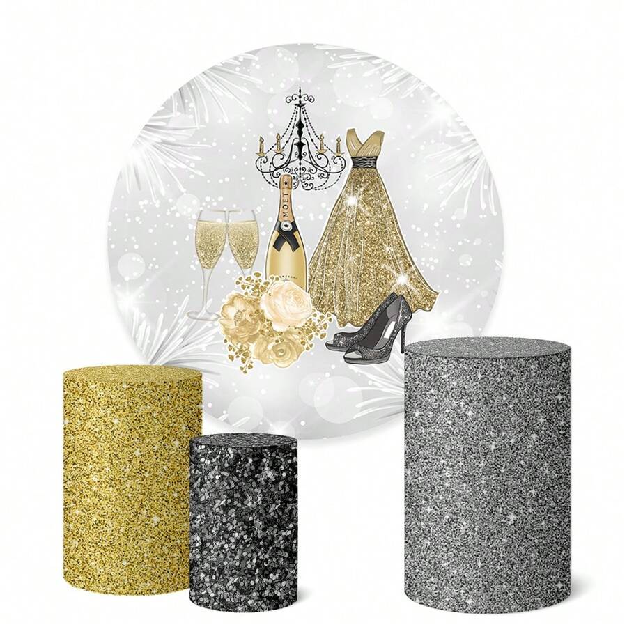 Trio Cylinder Covers + Round Panel 1.50m Party Decoration New Year's Eve - K1ANV015 - 查看 1