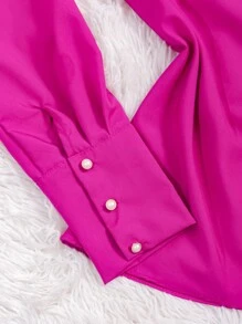 Women's Long Sleeve Blouse Social Evangelical Fashion - 中紫紅色 - 查看 2