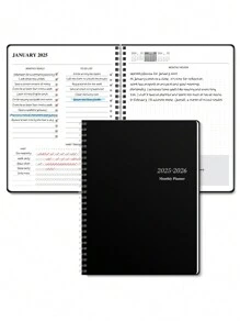 Kế hoạch hàng tháng Danh sách việc cần làm 2025-2026 Nhật ký theo dõi thói quen Văn phòng tại nhà Kế hoạch hàng ngày Kế hoạch hàng tháng Sổ tay cuộn xoắn ốc này - màu đen - Xem 1