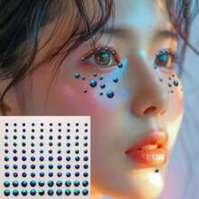 Adesivo de joia facial com design de estrela azul para decoração de strass, suprimentos para fãs de concertos estilo INS, decoração de joias acrílicas