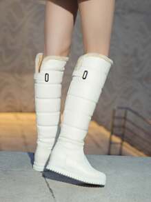 Bottes de neige mi-mollet imperméables pour femmes, confortables avec plateforme et talon bas, style pull-on, doublure thermique épaisse, bottes d'hiver grande taille