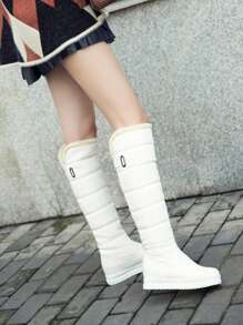 Bottes de neige mi-mollet imperméables pour femmes, confortables avec plateforme et talon bas, style pull-on, doublure thermique épaisse, bottes d'hiver grande taille