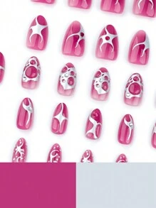 24 件/套 短芭蕾类型 朋克风格 光环渐变 3D 花朵 银色火焰 个性化假指甲 可拆卸全覆盖假指甲贴片 按压式美甲用品 适合学生、办公室女士、派对和日常佩戴 全覆盖假指甲贴片 + 1 件果冻胶 + 1 件指甲锉 装饰你的指甲 提升你的时尚品味指甲 - 彩色 - 查看 5