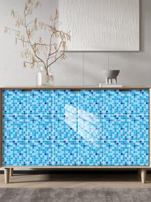 蓝色马赛克瓷砖贴纸套装或瓷砖贴纸套装自粘可拆卸可切割用于家居装饰PVC水晶膜瓷砖贴纸用于美化橱柜、餐桌、客厅、卧室、浴室、电视背景墙 - 彩色 - 查看 31