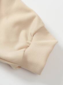 Set de 2 piezas de niña con sudadera informal de unicolor con estampado de letra en relieve y pantalón largo, para primavera