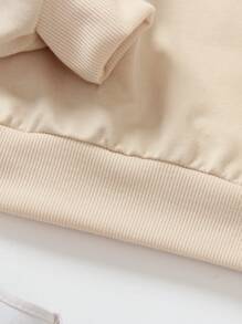 Set de 2 piezas de niña con sudadera informal de unicolor con estampado de letra en relieve y pantalón largo, para primavera