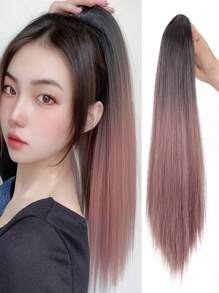 20 Inches Long Straight Ponytail Hair Extensions Synthetic Heat-Resistant Claw Clip-On Ponytail Hair Accessory For Women, Multi-Color Suitable For All Hairstyles - Multicolor - View 18