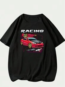 Cotton T-Shirt Car T-Shirt Streetwear Style Printed Men's Soft - màu đen - Xem 1