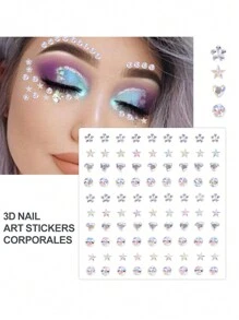 4Sheets/Set Sparkling Rhinestone Face Stickers - 864pcs 3D Rhinestone Face Gems With Tear Drop Shape,Moon,Star,Heart & Butterfly Shape - Perfect For Stage Performance, DIY, Holiday Party (Makeup Carnival Dance Eye Face Decoration)