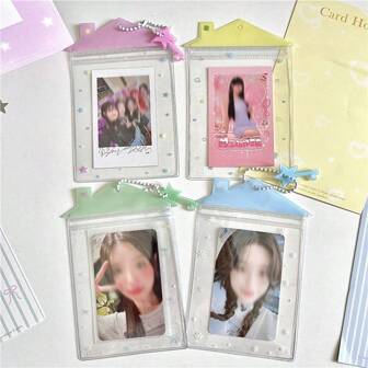 PVC Cute Mini House Card Holder, Campus Card/Photo ID Holder, Hanging Card Pouch Back To School