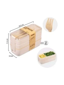 Toppers Lunch box fiambrera 900ml 3 pisos desmontables con cubiertos - Blanco - Ver 4