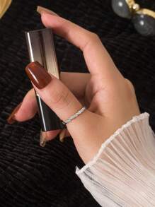 1pc Minimalist 925 Sterling Silver Micro-Inlaid Diamond Ring, Classic Versatile Thin Band, Suitable For Business Events/Daily Wear, High-Quality Jewelry Gift For Family And Friends