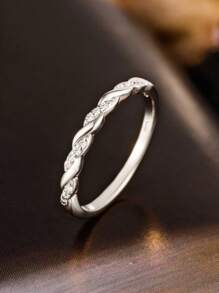 1pc Minimalist 925 Sterling Silver Micro-Inlaid Diamond Ring, Classic Versatile Thin Band, Suitable For Business Events/Daily Wear, High-Quality Jewelry Gift For Family And Friends