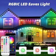 HBOWMDJIA Smart RGBIC Eaves Lights With Music Sync, APP Control And AAA Battery 44Keys Romote, For Home Decor, Party, Festival, LED Lights For Room