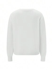 Women Button Up Sweaters Casual Lightweight Solid Color Knit Cardigans Warm Knitwear - White - View 8
